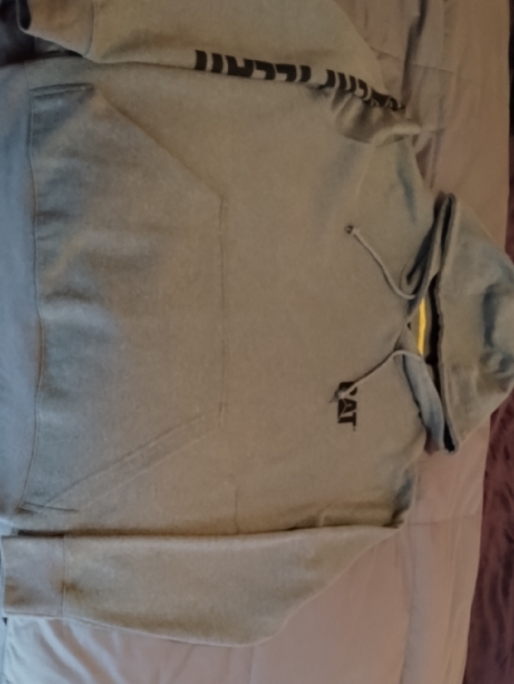 CAT Catapillar Gray Pullover Hoodie Sweatshirt Heavy Weight Soft Inside NwoT